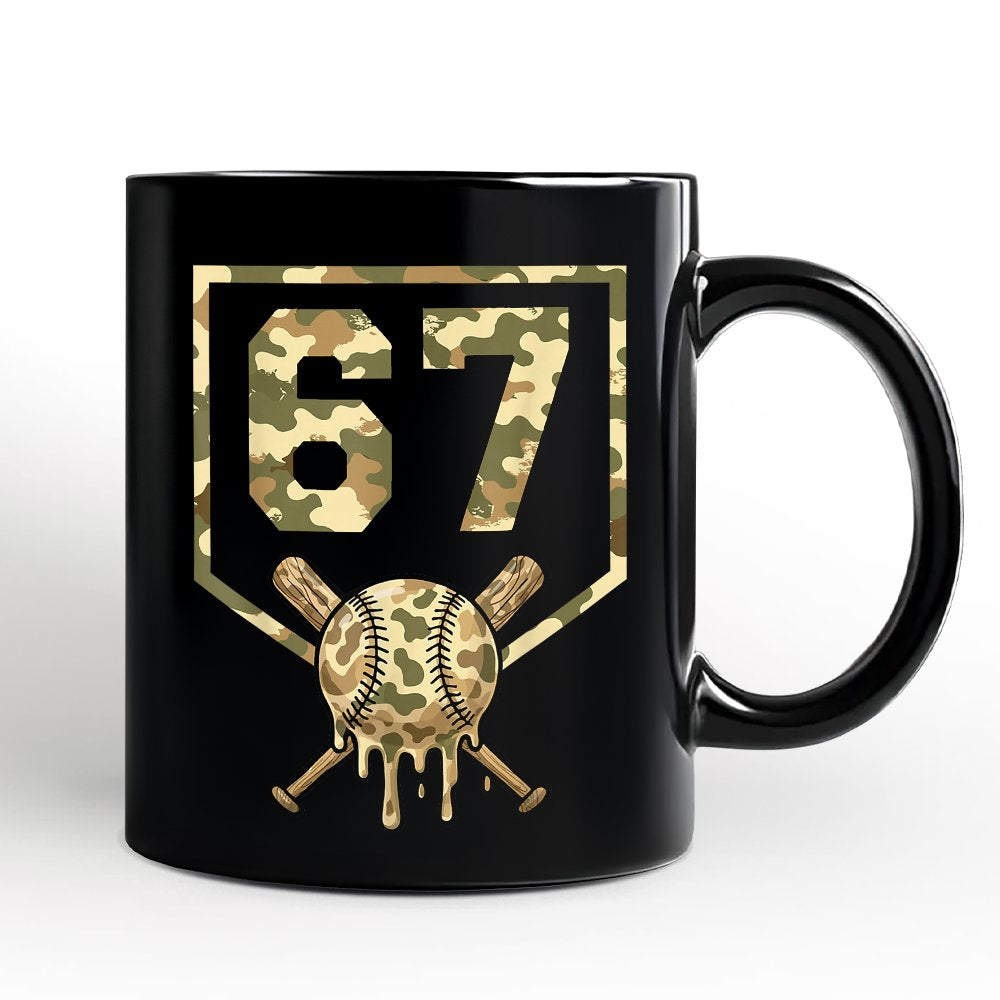 67 Camo Baseball Drip Personalized Mug, Six Seven Cool Game Day Sports Gift with Custom Name Personalized Ceramic Mug OrnamentallyYou White - Black Non-Custom 