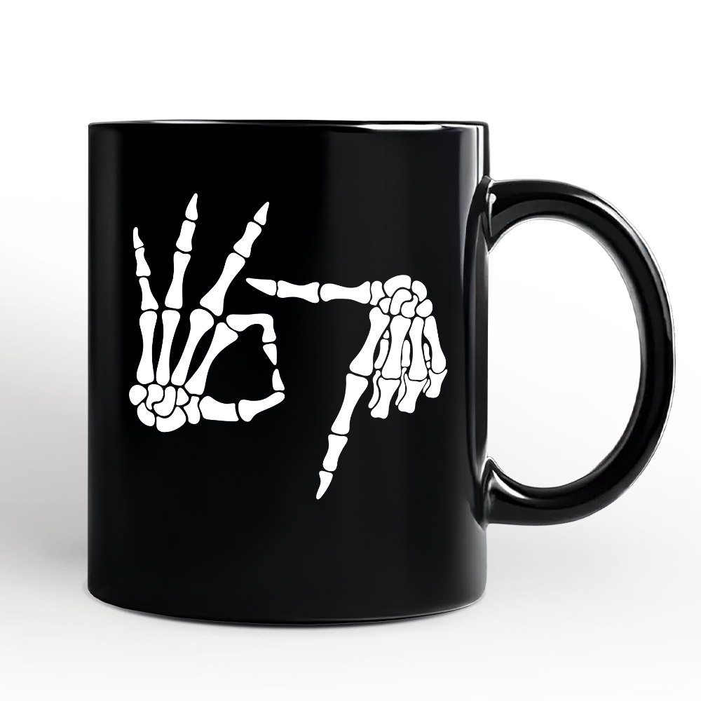 67 Skeleton Hands Personalized Mug, Six Seven Funny Meme Gift with Custom Name