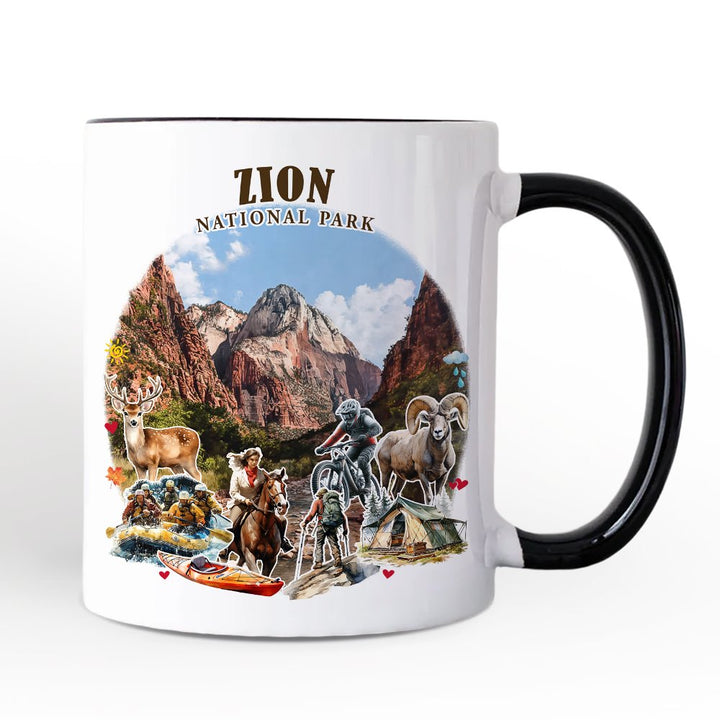 Adventurous Zion National Park Personalized Mug, Utah Scenic Landmarks Gift and Souvenir with Custom Name Personalized Ceramic Mug OrnamentallyYou White - Black Non-Custom 