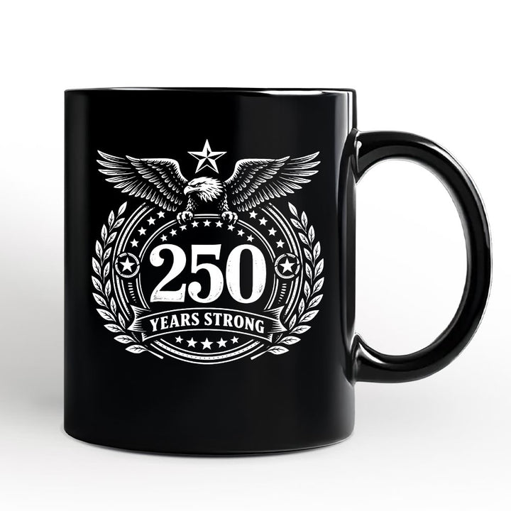 America 250 Years Strong Eagle Personalized Mug, 4th of July USA Patriotic 1776–2026 Gift with Custom Name Personalized Ceramic Mug OrnamentallyYou Black Non-Custom 