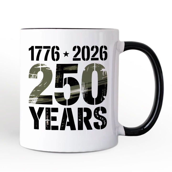America 250 Years of Freedom Anniversary Personalized Mug, 4th of July USA Patriotic 1776–2026 Gift with Custom Name Personalized Ceramic Mug OrnamentallyYou Black Handle Non-Custom 