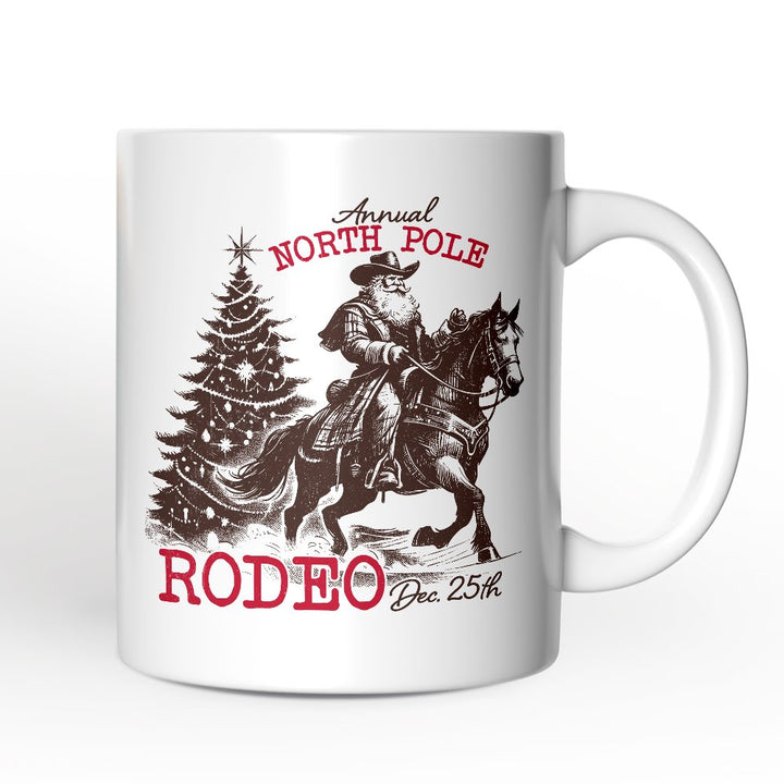 Annual North Pole Rodeo Personalized Mug, Funny Cowboy Santa Christmas Gift with Custom Name Personalized Ceramic Mug OrnamentallyYou Non-Custom 