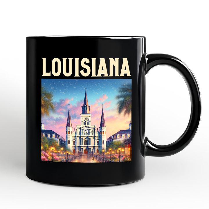 Artistic Louisiana State Cathedral Personalized Mug, St. Louis Landmark Gift and Holiday Keepsake Souvenir with Custom Name