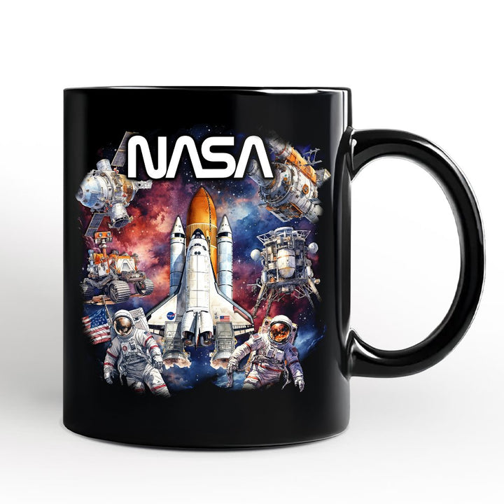 Artistic NASA Handcrafted Christmas Personalized Mug, Astronaut in Outer Space with the Planets Gift with Custom Name Personalized Ceramic Mug OrnamentallyYou White - Black Non-Custom 