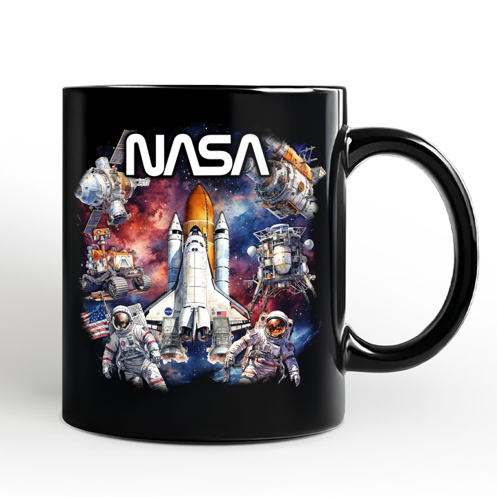 Artistic NASA Handcrafted Christmas Personalized Mug, Astronaut in Outer Space with the Planets Gift with Custom Name
