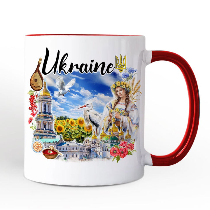 Artistic Ukraine Vintage Personalized Mug, Traditional Gift and Souvenir with Custom Name Personalized Ceramic Mug OrnamentallyYou White - Red Non-Custom 