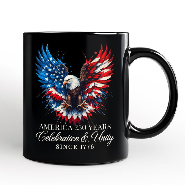 Bald Eagle American Flag Personalized Mug, Patriotic Freedom Gift with Custom Name Personalized Ceramic Mug OrnamentallyYou Black Non-Custom 