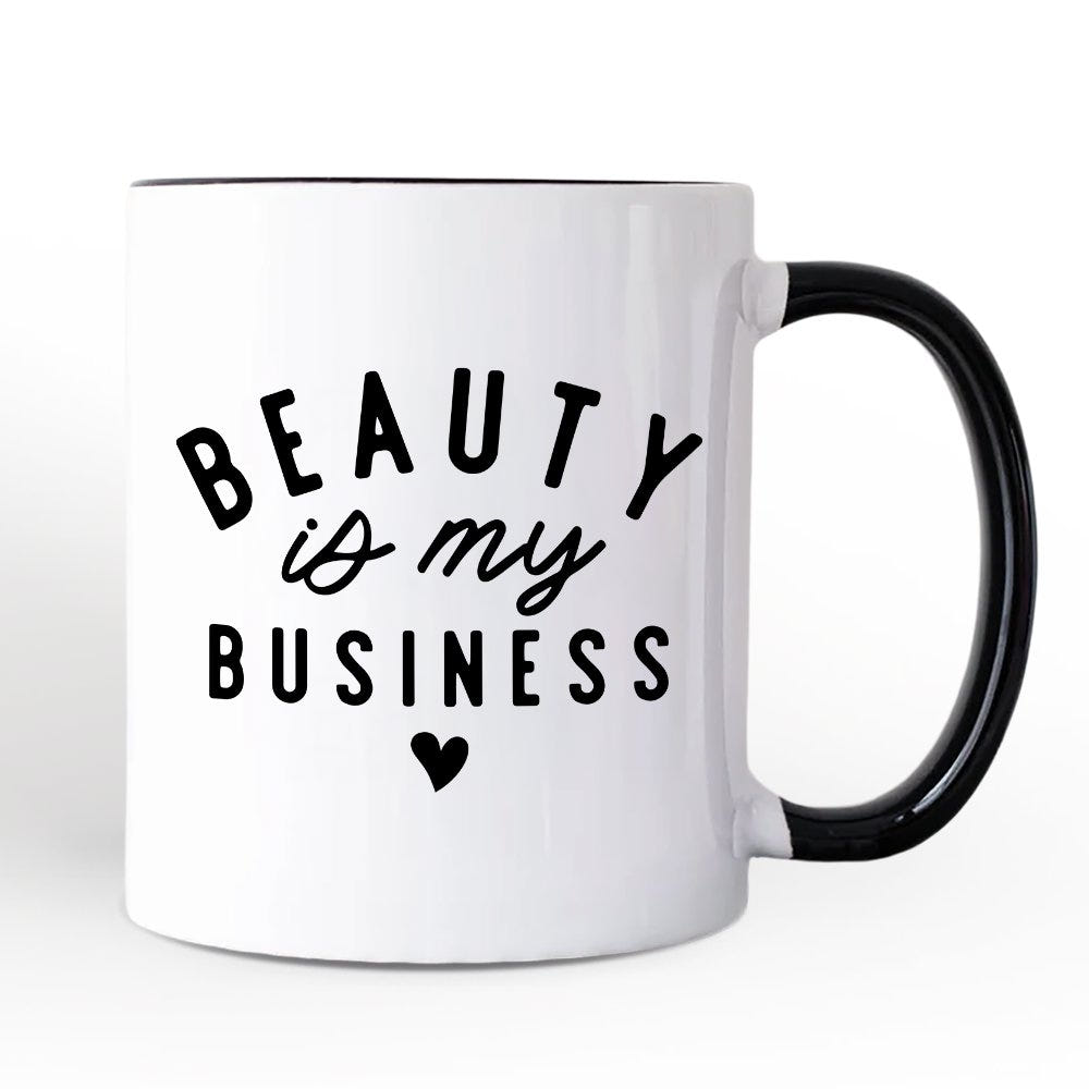 Beauty Is My Business Artist Personalized Mug, Minimalist Salon Gift with Custom Name Personalized Ceramic Mug OrnamentallyYou Black Handle Non-Custom 