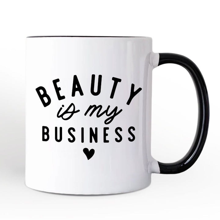 Beauty Is My Business Artist Personalized Mug, Minimalist Salon Gift with Custom Name Personalized Ceramic Mug OrnamentallyYou Black Handle Non-Custom 