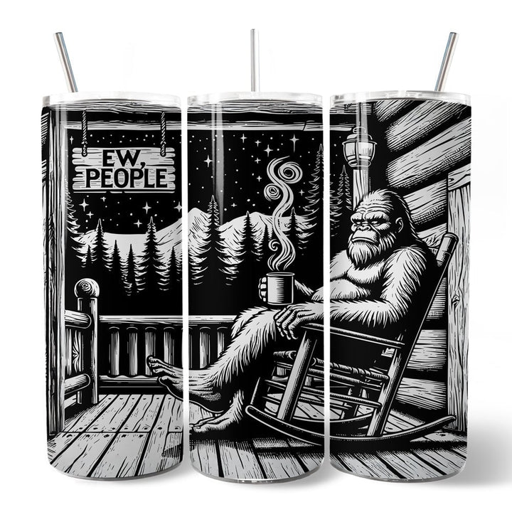 Bigfoot Cabin Life 20oz Personalized Tumbler With Lid and Stainless Steel Straw, Sarcastic Introvert Camping Gift Cup Tumbler OrnamentallyYou 
