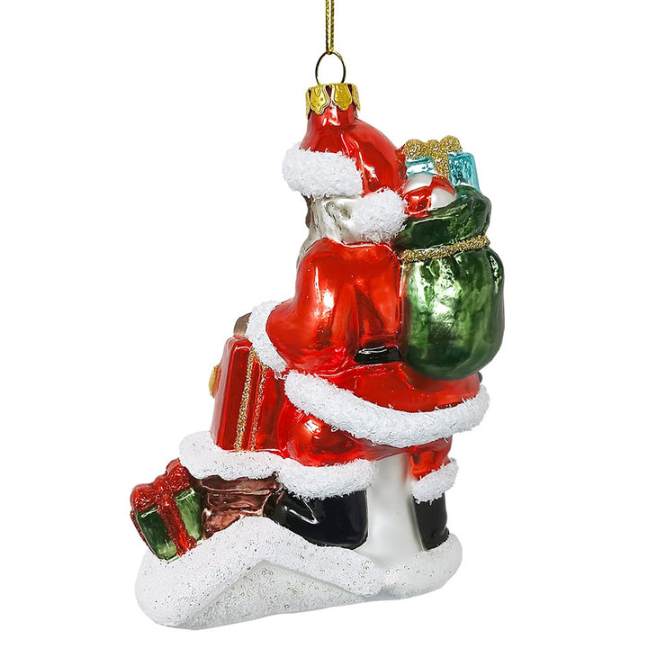 Black Santa and His List Glass Christmas Ornament, African American Tree Decor Glass Ornament OrnamentallyYou 