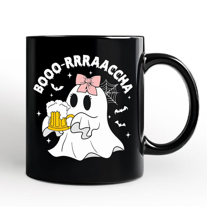 Boo-Rracha Halloween Ghost Personalized Mug, Funny Mexican Drunk Gift with Custom Name and Spooky Vibes Personalized Ceramic Mug OrnamentallyYou Black Non-Custom 