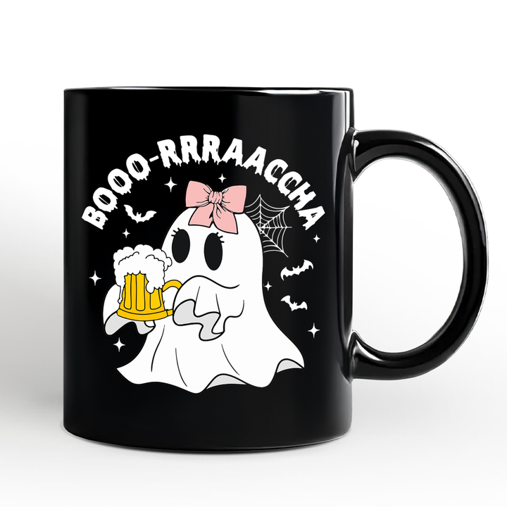 Boo-Rracha Halloween Ghost Personalized Mug, Funny Mexican Drunk Gift with Custom Name and Spooky Vibes
