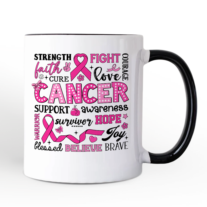 Breast Cancer Awareness Ribbon Personalized Mug, In October We Wear Pink Support Gift with Custom Name