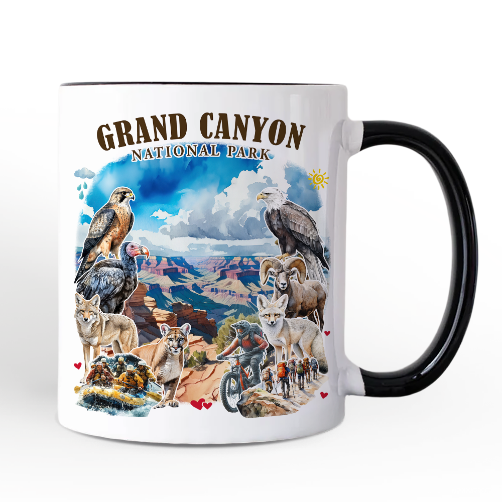 Breathtaking Grand Canyon Handmade Personalized Mug, Vintage Arizona Nature and National Park Gift with Custom Name