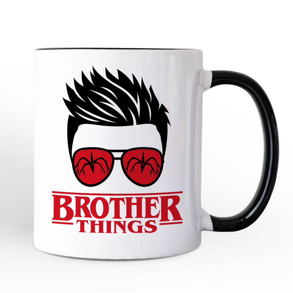 Brother Things Retro Personalized Mug, Red Glasses Family Matching Gift with Custom Name