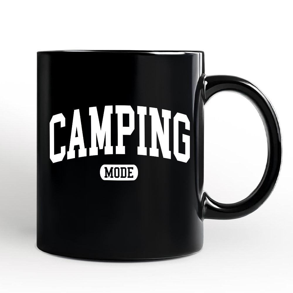 Camping Mode Varsity Mug, Minimalist Outdoors Gift Personalized Ceramic Mug OrnamentallyYou 
