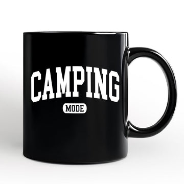 Camping Mode Varsity Mug, Minimalist Outdoors Gift Personalized Ceramic Mug OrnamentallyYou 