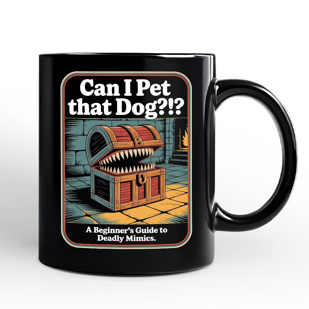 Can I Pet That Dog Retro Personalized Mug, Vintage Meme Humor Gift with Custom Name Personalized Ceramic Mug OrnamentallyYou Black Non-Custom 