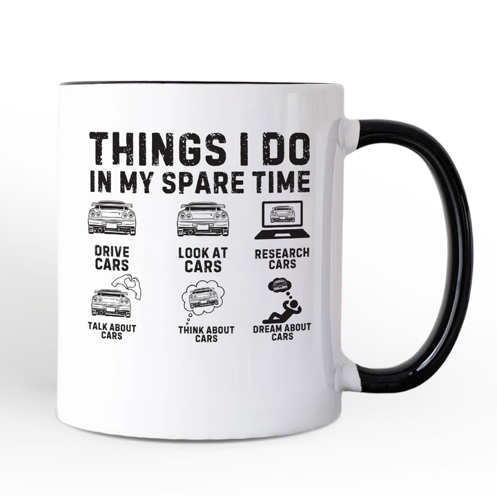 Car Guy Things Funny Personalized Mug, Things I Do In My Spare Time Gift with Custom Name