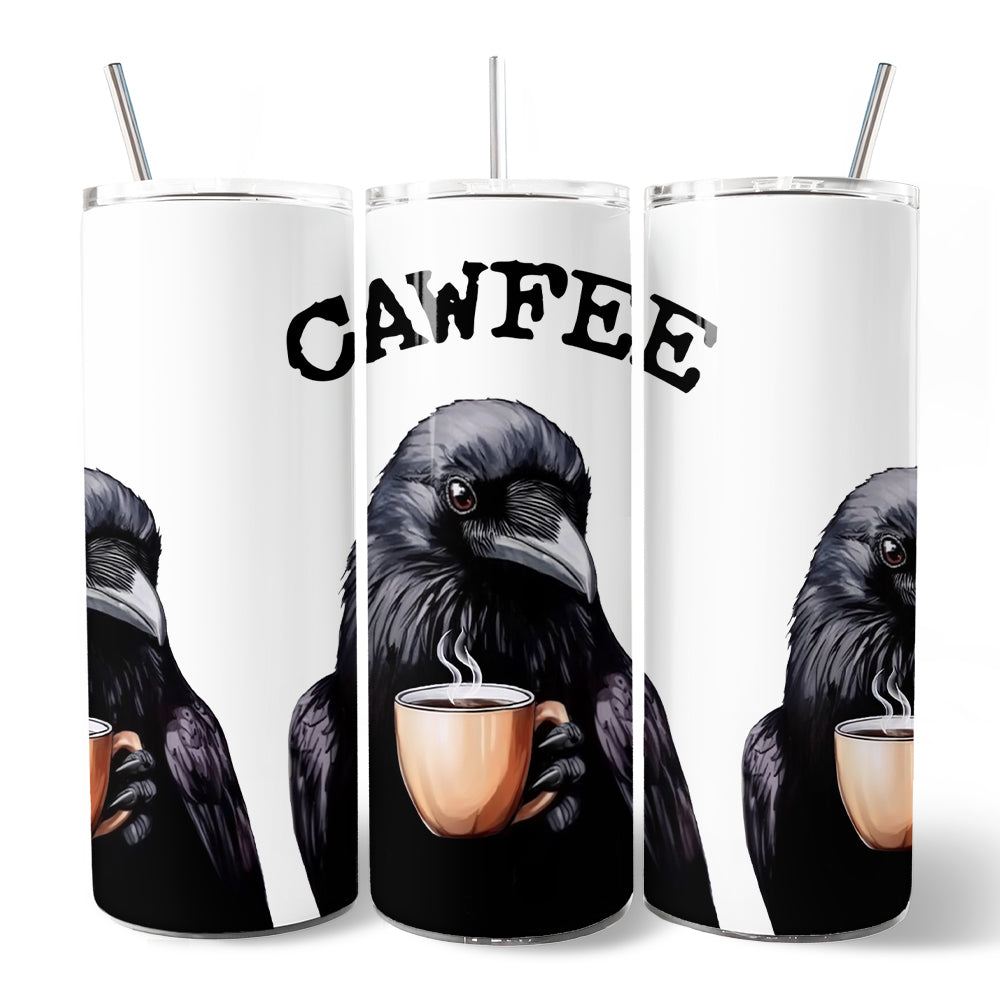 Cawfee Crow 20oz Personalized Tumbler With Lid and Stainless Steel Straw, Funny Bird Lover Gift Cup