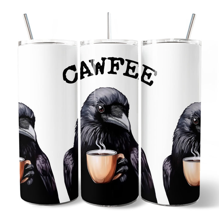Cawfee Crow 20oz Personalized Tumbler With Lid and Stainless Steel Straw, Funny Bird Lover Gift Cup