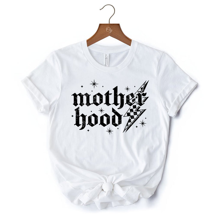 Checkered Motherhood Lightning T-Shirt, Black and White Retro Tee for Strong Mothers T-Shirts OrnamentallyYou 