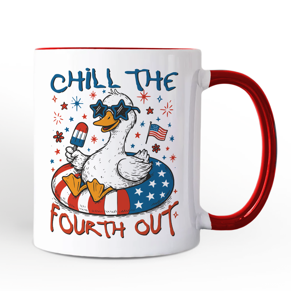 Chill The Fourth Out Goose Personalized Mug, Funny Patriotic 4th of July Gift with Custom Name