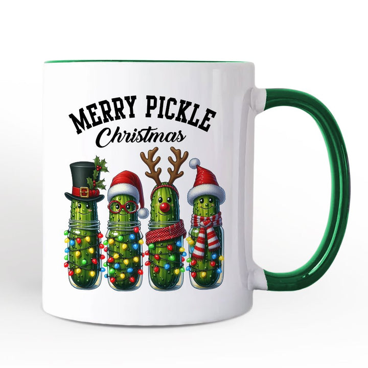 Christmas Pickles Personalized Mug, Festive Holiday Cucumber Holiday Gift with Custom Name Personalized Ceramic Mug OrnamentallyYou White - Green Non-Custom 