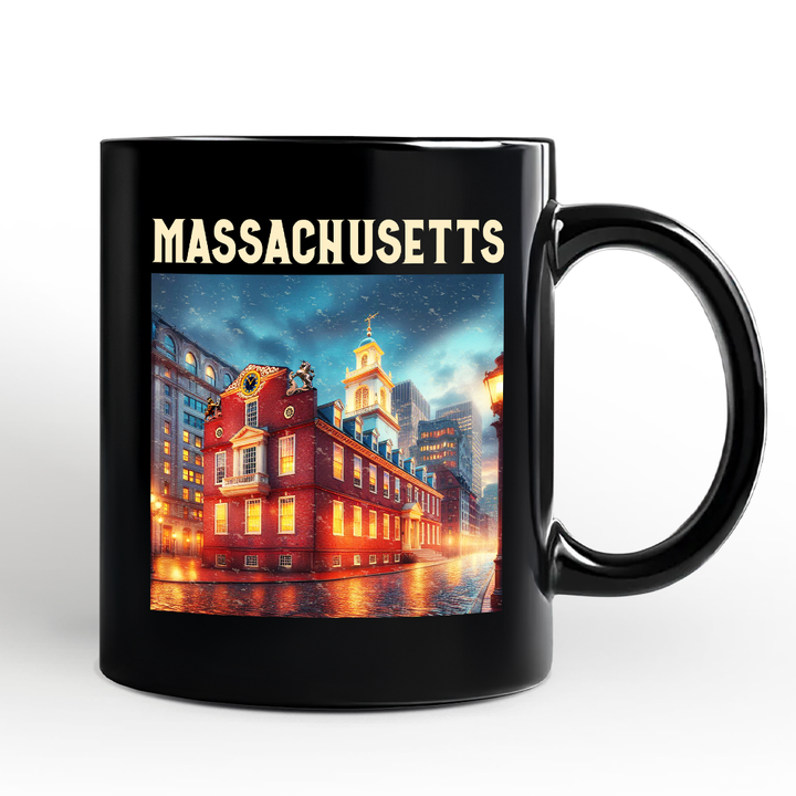 Classic Massachusetts State Old State House Personalized Mug, Colonial Landmark Gift and Boston Travel Keepsake Souvenir with Custom Name