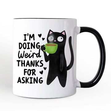 Coffee Black Cat Cute Mug, I’m Doing Weird Funny Animal Gift Personalized Ceramic Mug OrnamentallyYou 