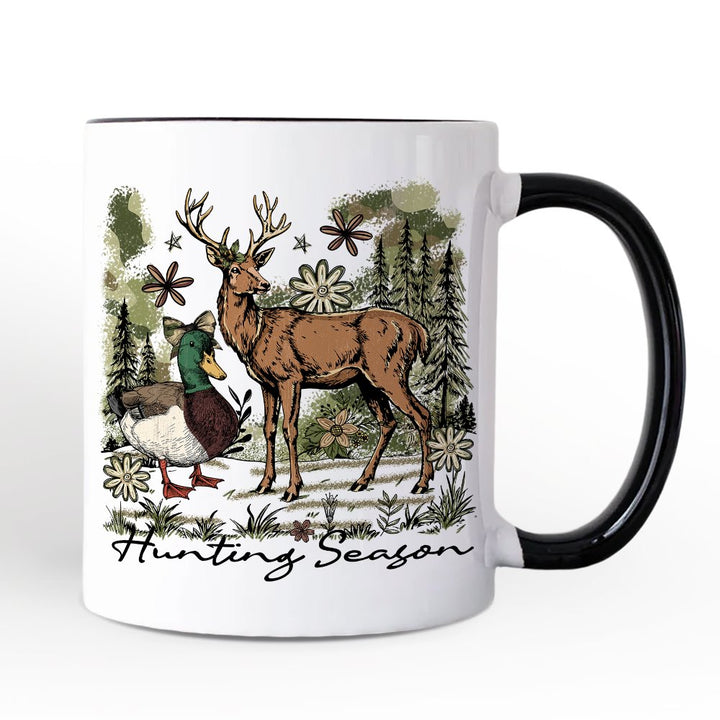 Coquette Hunting Season Personalized Mug, Rustic Wildlife Hunter Gift with Custom Name Personalized Ceramic Mug OrnamentallyYou White - Black Non-Custom 