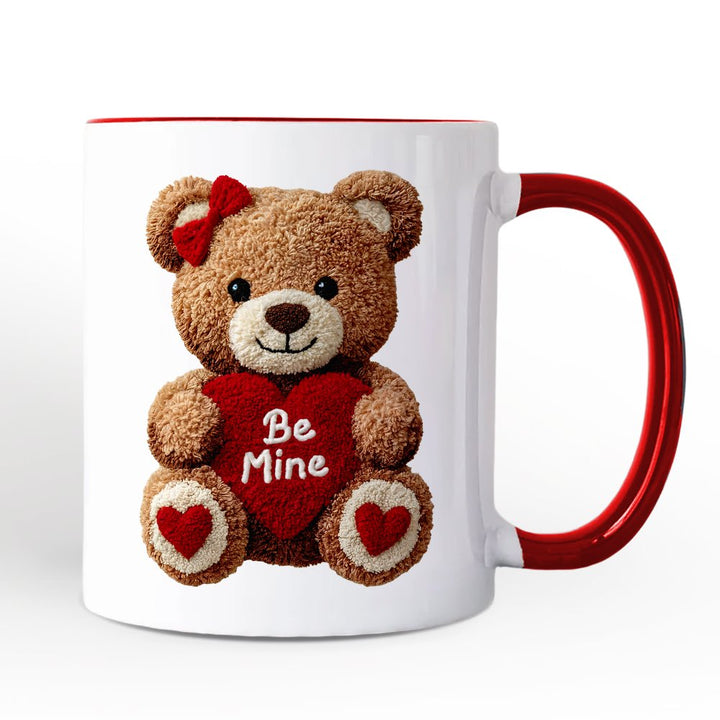 Cute Bear Toy Be Mine Valentine Personalized Mug, Love Coquette Gift with Custom Name Personalized Ceramic Mug OrnamentallyYou 