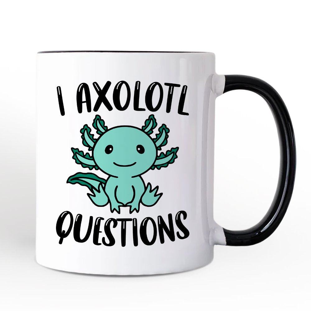 Cute Green Axolotl Personalized Mug, Salamander Animal Gift with Custom Name Personalized Ceramic Mug OrnamentallyYou White - Black Non-Custom 