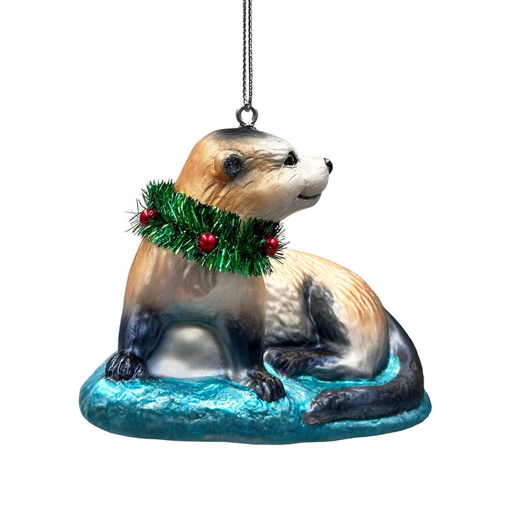 Cute Otter Glass Christmas Ornament, Exotic Animal Tree Decoration Glass Ornament OrnamentallyYou 