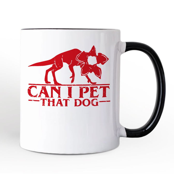 Demodog Can I Pet That Dog Personalized Mug, Funny Stranger Dogs Gift with Custom Name Personalized Ceramic Mug OrnamentallyYou Black Handle Non-Custom 