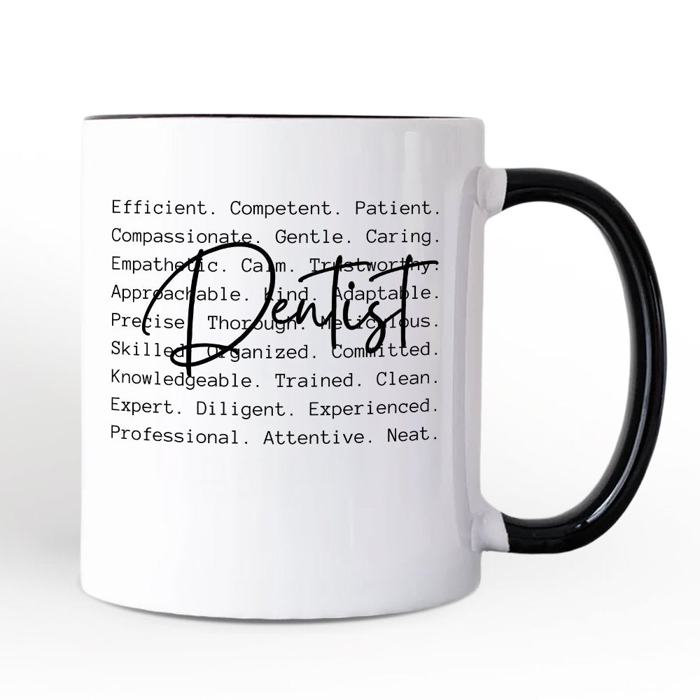 Dentist Definition Personalized Mug, Dental Appreciation Words Gift with Custom Name Personalized Ceramic Mug OrnamentallyYou Black Handle Non-Custom 