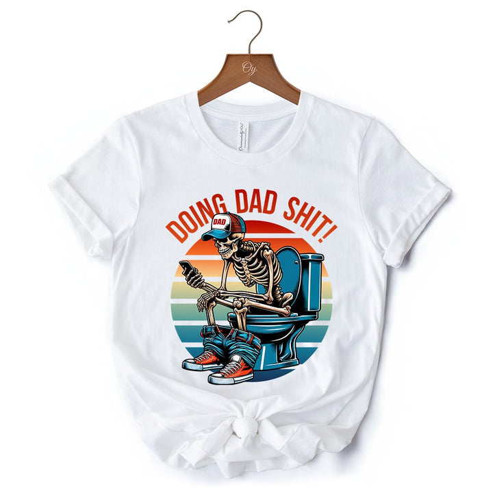 Doing Dad Stuff Skeleton T-Shirt, White and Black Funny Retro Tee for Bold Fathers T-Shirts OrnamentallyYou 