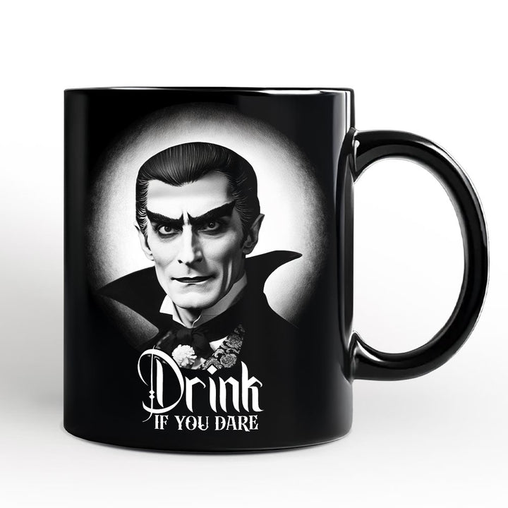 Dracula Spooky Portrait Personalized Mug Horror Villain Theme Halloween Gift with Custom Name Personalized Ceramic Mug OrnamentallyYou Black Non-Custom 