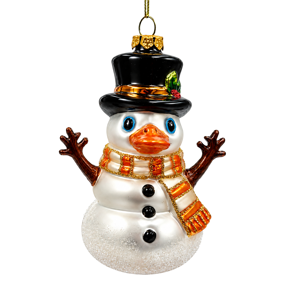 (PRE-ORDER) Duck Snowman Glass Christmas Ornament, Quirky Christmas Holiday Tree Decor