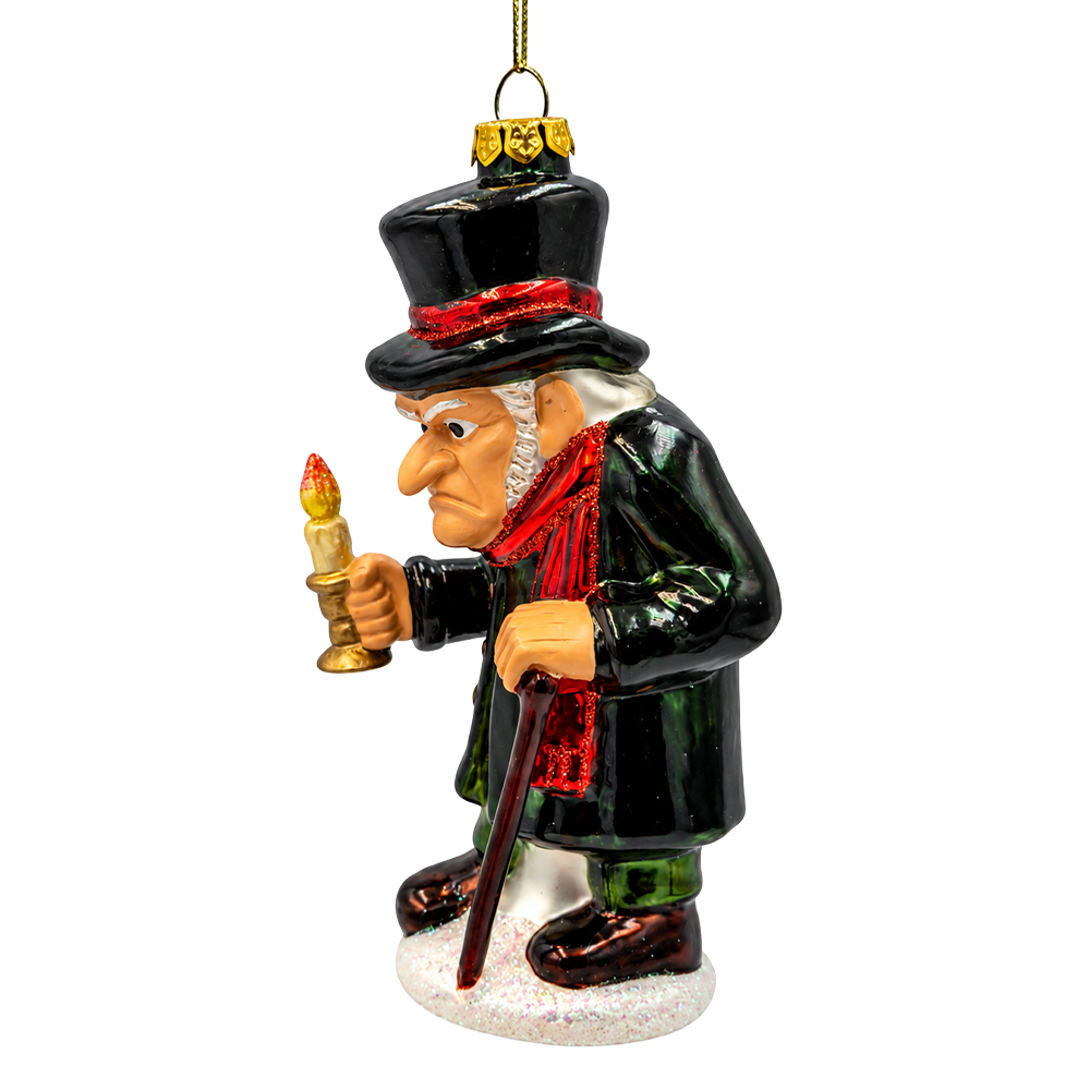 (PRE-ORDER) Ebenezer Scrooge with Candle Glass Christmas Ornament, A Christmas Carol Victorian Holiday Decor