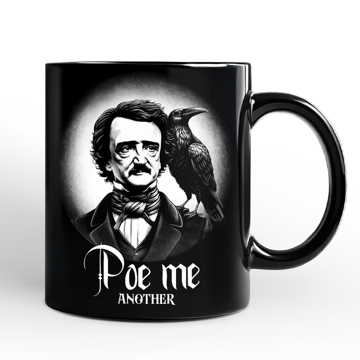 Edgar Allan Poe Spooky Portrait Personalized Mug Horror Villain Theme Halloween Gift with Custom Name