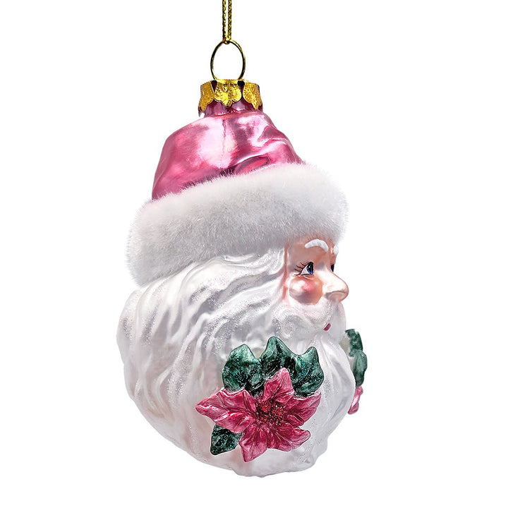 Enchanting Pink Santa Head Glass Ornament, Vintage Christmas Tree Decor Glass Ornament OrnamentallyYou 