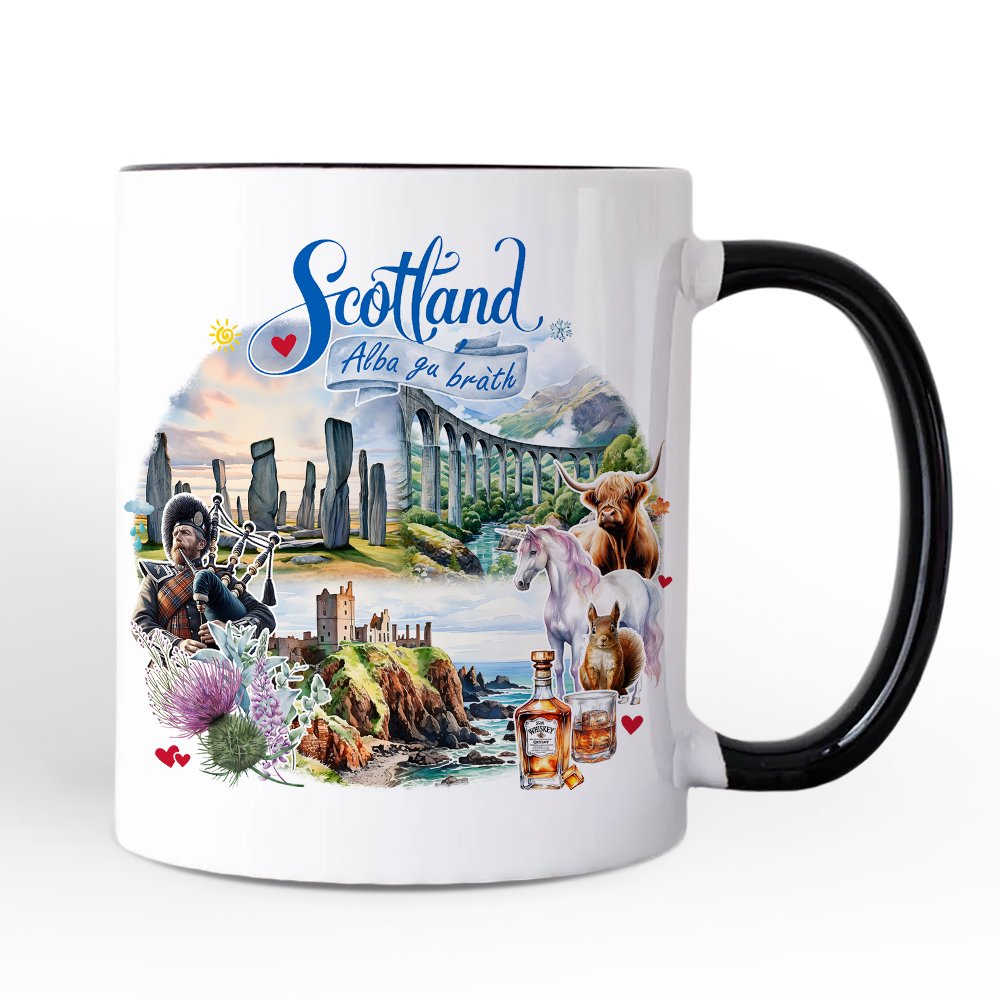 Enchanting Scotland Personalized Mug, Celtic Culture and Heritage Edinburgh Gift and Souvenir with Custom Name Personalized Ceramic Mug OrnamentallyYou White - Black Non-Custom 