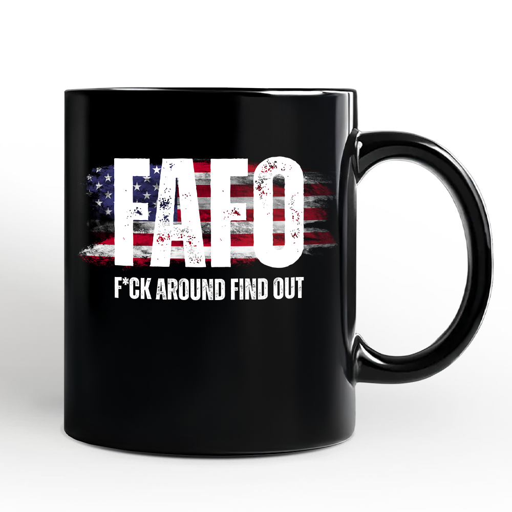 FAFO USA Flag Personalized Mug, F Around Find Out Patriotic Humor Gift with Custom Name
