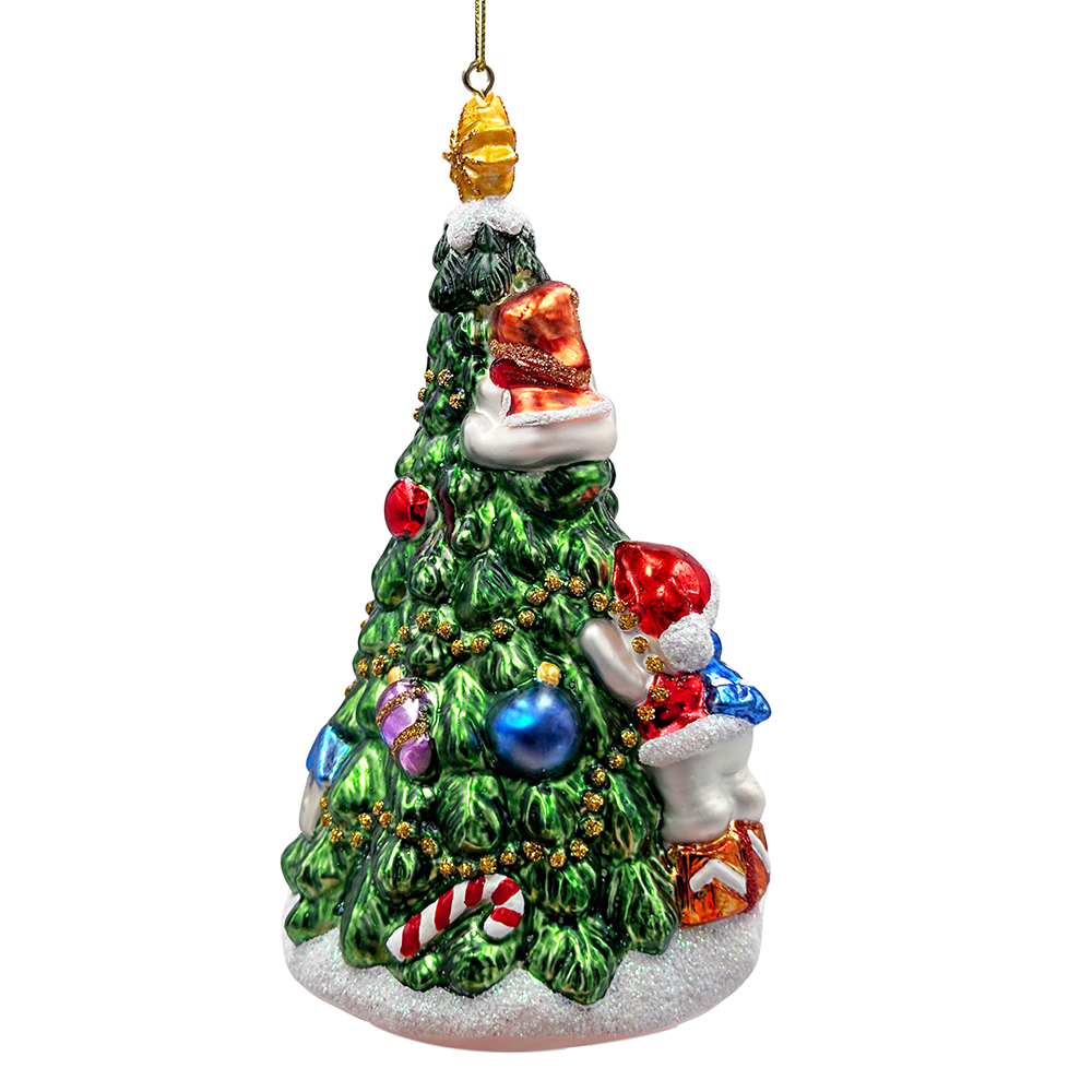 (Pre-Order) Festive Snowman and Christmas Tree Glass Ornament
