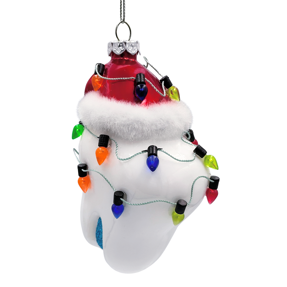 (Pre-Order) Festive Tooth Glass Christmas Ornament, Dentist Gift and Decor