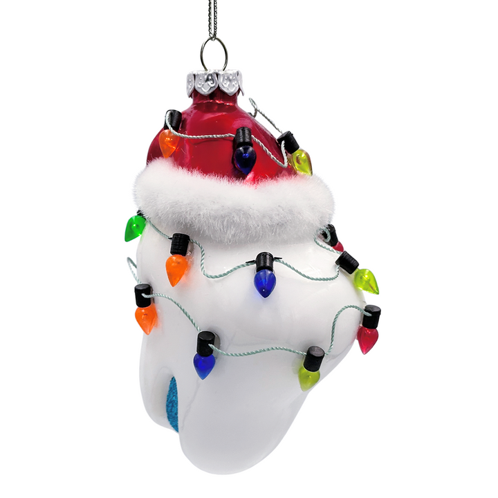 (Pre-Order) Festive Tooth Glass Christmas Ornament, Dentist Gift and Decor