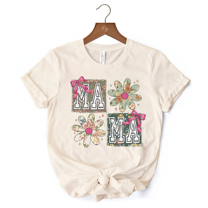 Floral Mama Coquette T-Shirt, White and Natural Boho Tee for Sweet and Stylish Moms T-Shirts OrnamentallyYou 