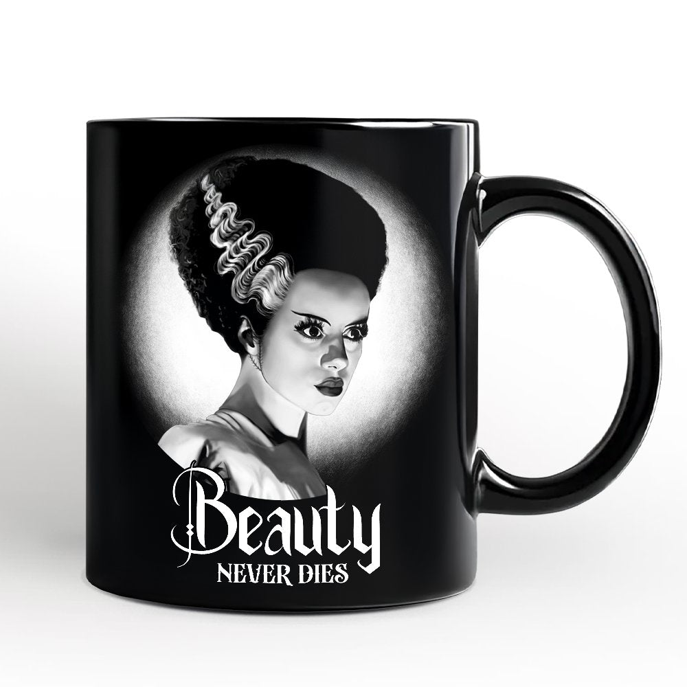 Frankenstein's Bride Spooky Portrait Personalized Mug Horror Villain Theme Halloween Gift with Custom Name Personalized Ceramic Mug OrnamentallyYou Black Non-Custom 